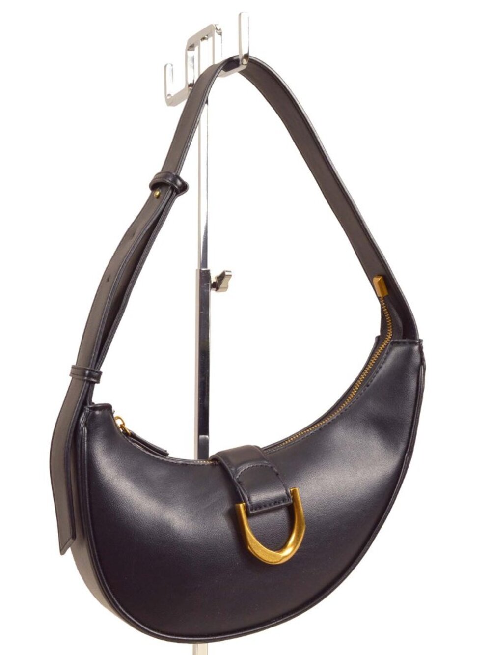 MADISON WEST Black Crescent Boho Shoulder Bag